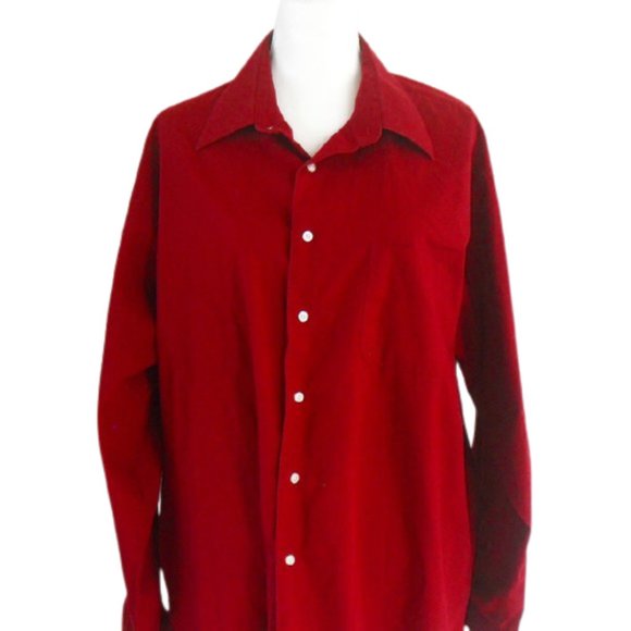 Haggar Mens XL Red Button Down Long Sleeve Shirt - Picture 4 of 7